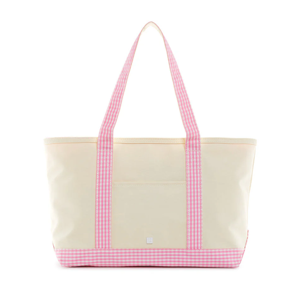 Medium Tote, Gingham Pink Trim