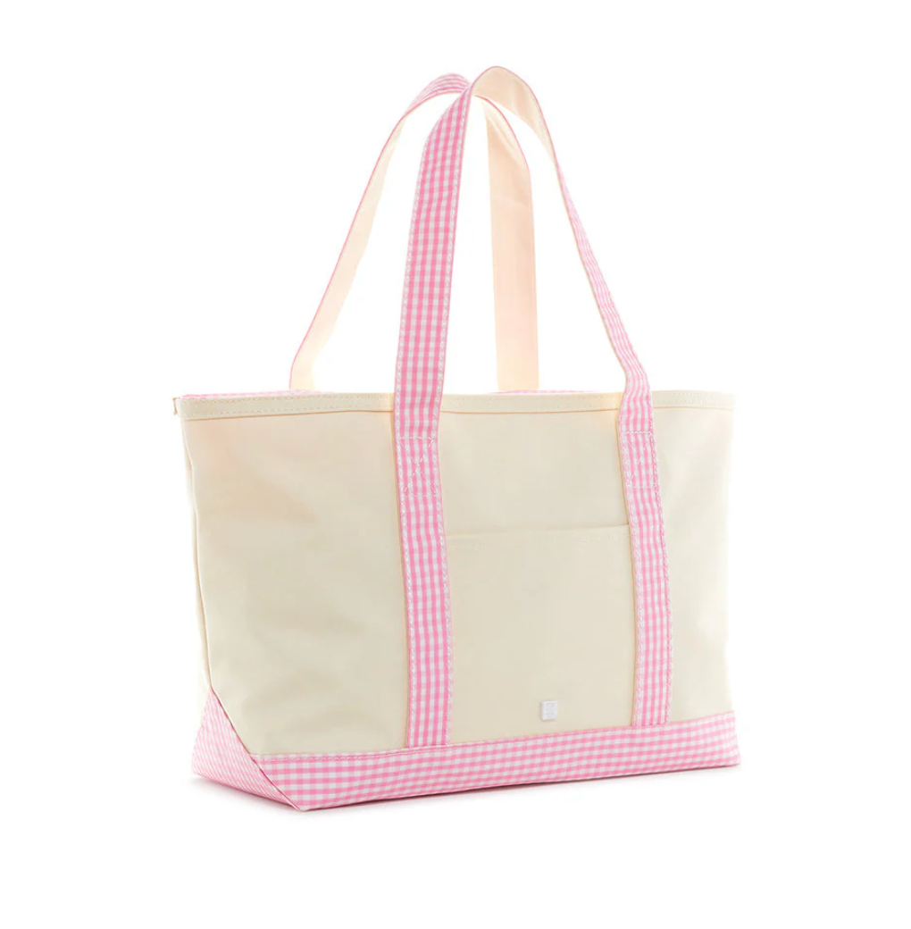 Medium Tote, Gingham Pink Trim