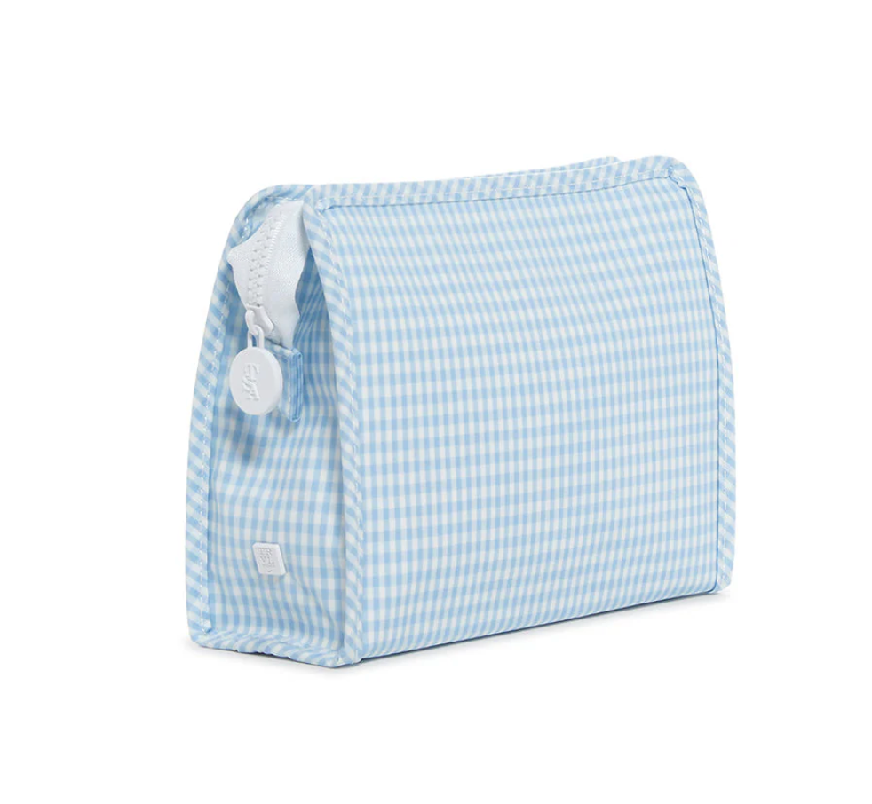 Medium Roadie Zip Pouch, Gingham Mist