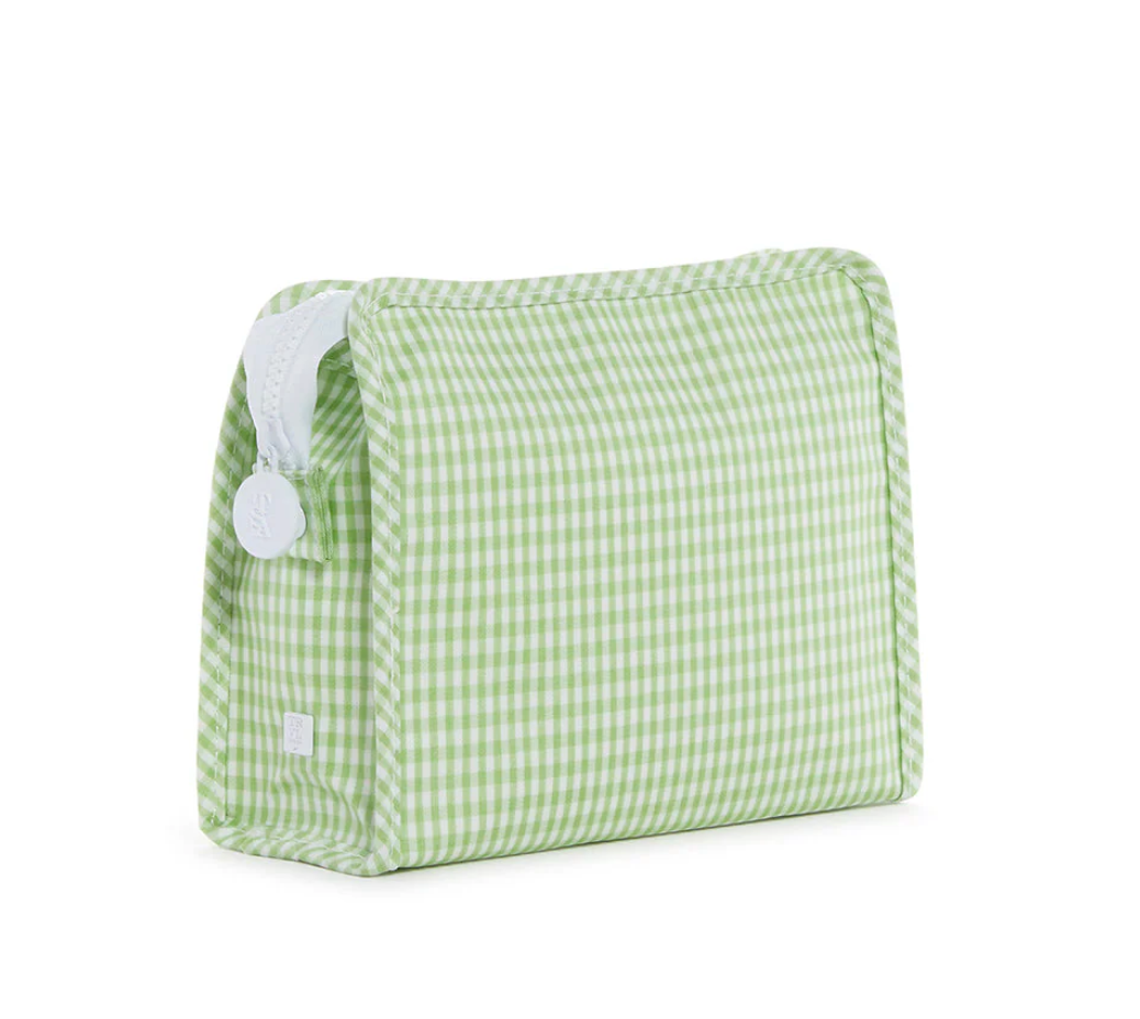 Medium Roadie Zip Pouch, Gingham Leaf Green