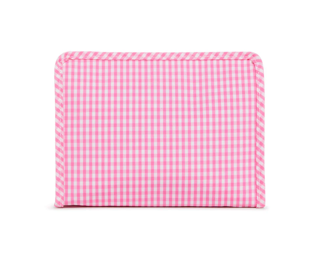 Medium Roadie Zip Pouch, Gingham Pink