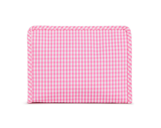 Medium Roadie Zip Pouch, Gingham Pink