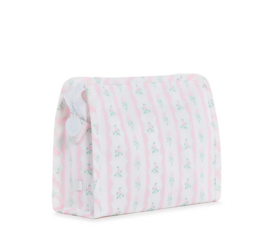 Medium Roadie Zip Pouch, Ribbon Floral Pink