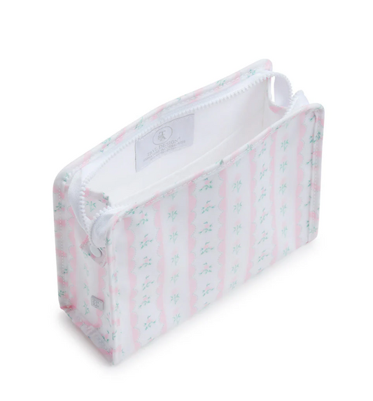 Medium Roadie Zip Pouch, Ribbon Floral Pink