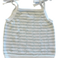 Knit Tank Top with Shoulder Ties, White with Blue