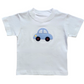 Boy's Short Sleeve White T-Shirt with Blue Car Applique
