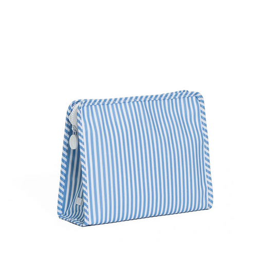 Large Roadie Zip Pouch, Chambray Pimlico Stripe