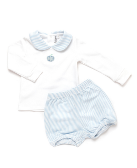 Boy's Blue Pumpkin Bloomer Set