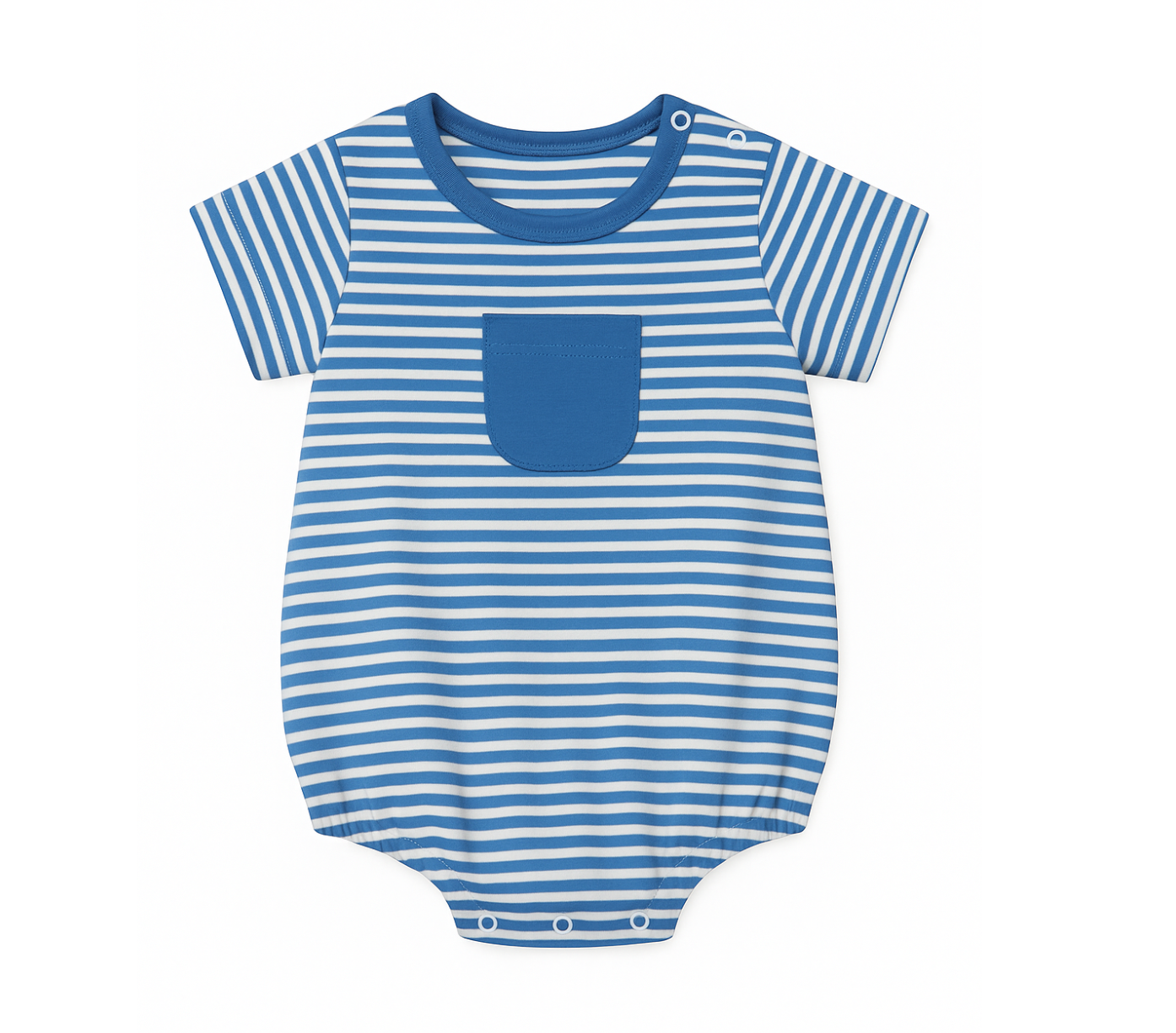 Short Sleeve Striped Pocket Bubble