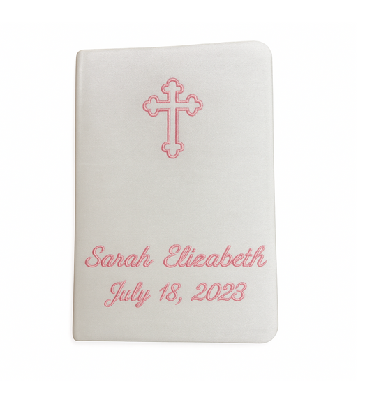 Personalized Children’s Bible in Shantung with Cross, Pink