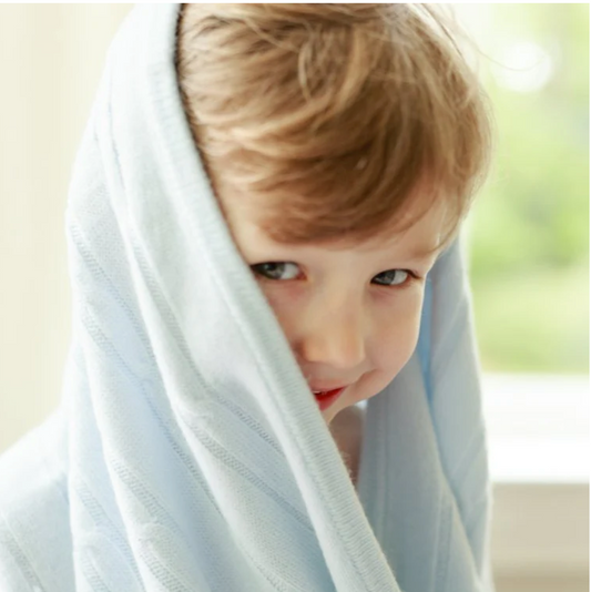 Deliciously Soft Cable Knit Blanket, Blue