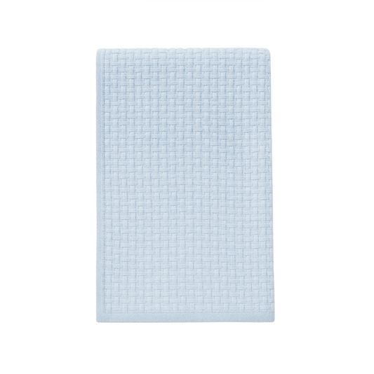 Stonewashed Basket Weave Blanket with Binding, Blue