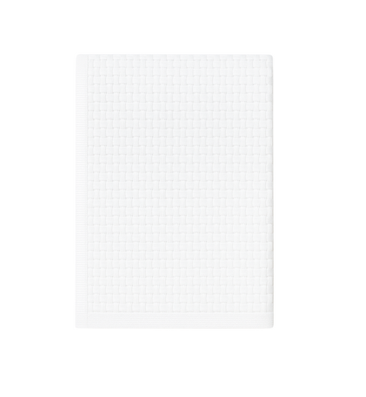 Stonewashed Basket Weave Blanket with Binding, White