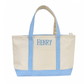 Medium Tote, Gingham Sky Blue Trim