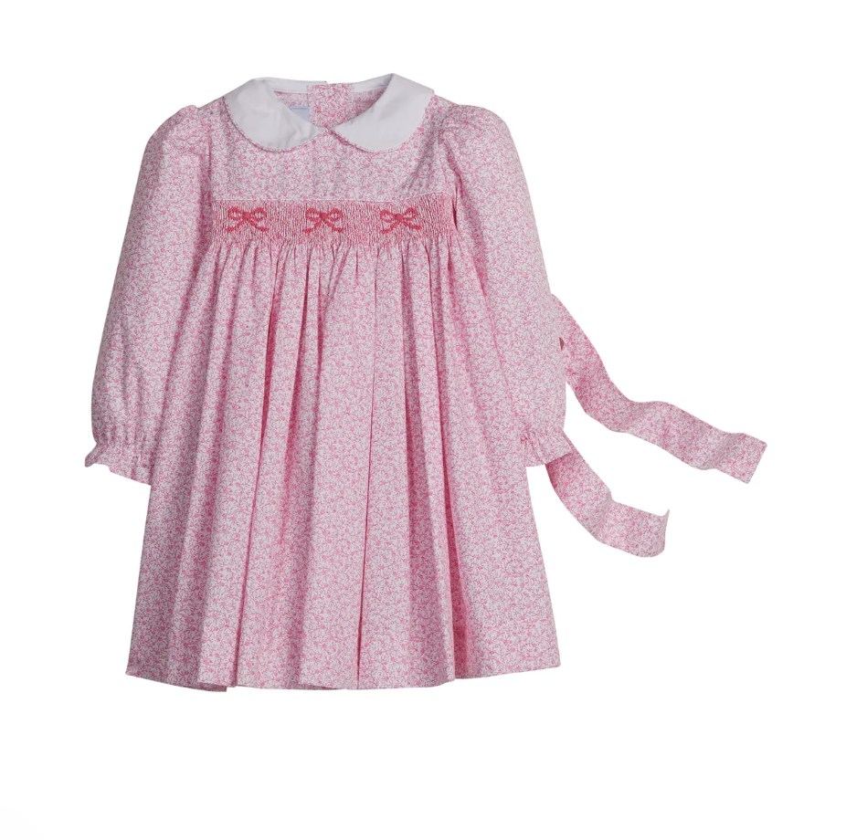 Smocked Natalie Dress, Pink Vinings