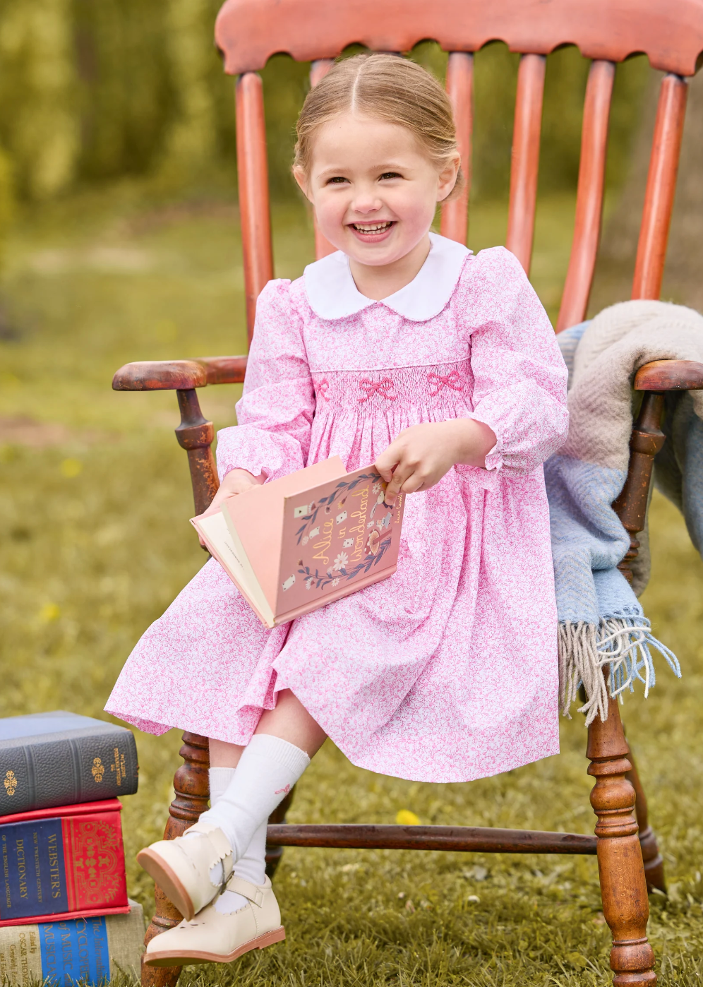 Smocked Natalie Dress, Pink Vinings