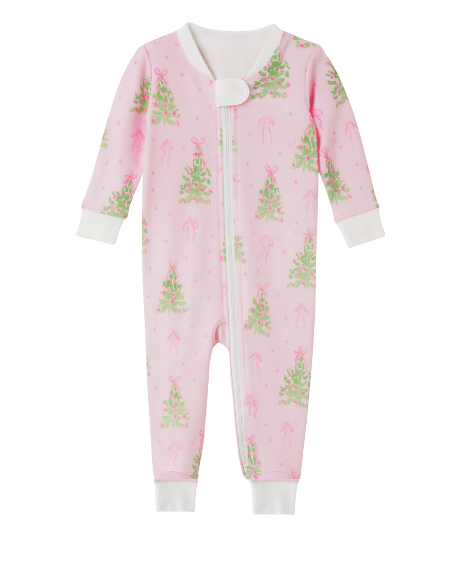 Pink Tinsel Zipper PJ (No Feet)