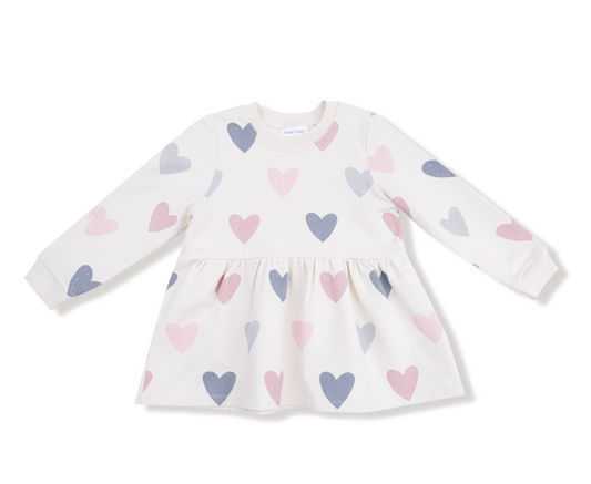 French Terry Hearts Drop Waist Dress