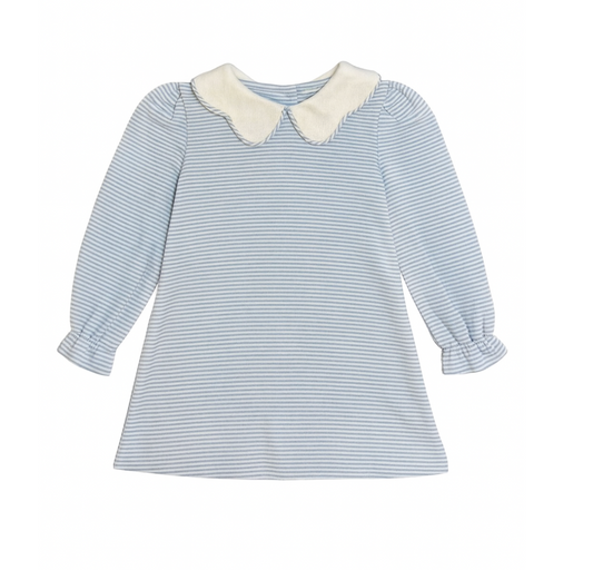 Bryar Collared Long Sleeve Stripe Light Blue Knit Blouse