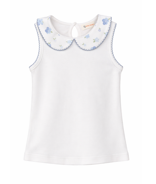 Sleeveless Collared Top, Flowers