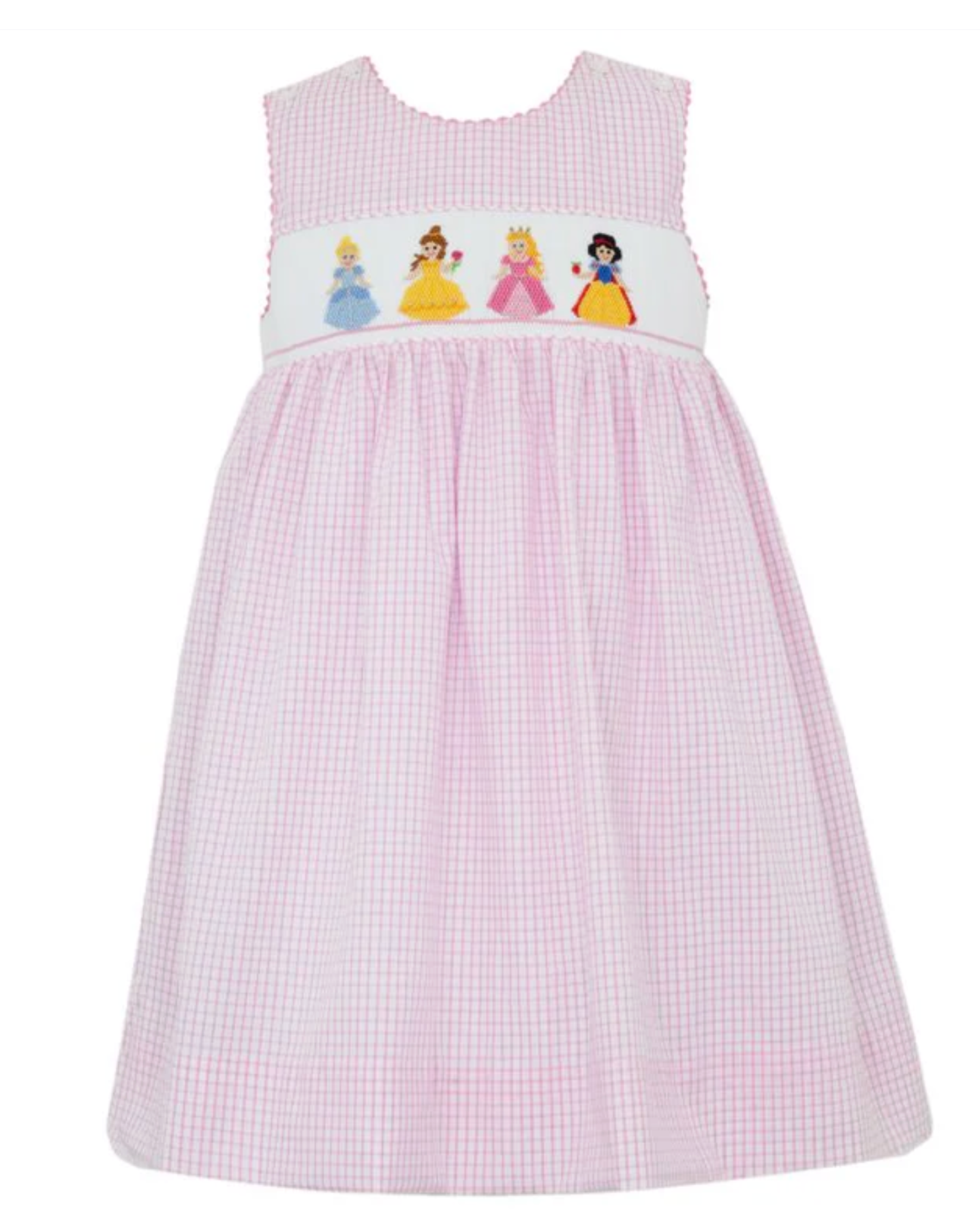 Princess Smocked Pink Check Sleeveless Dress
