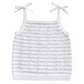 Knit Tank Top with Shoulder Ties, White with Blue