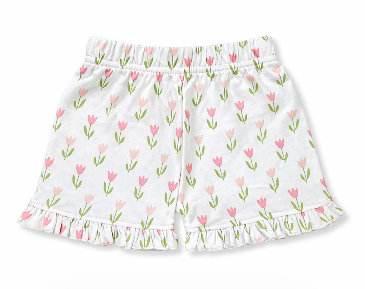Printed Play Shorts with Ruffle, Tulips