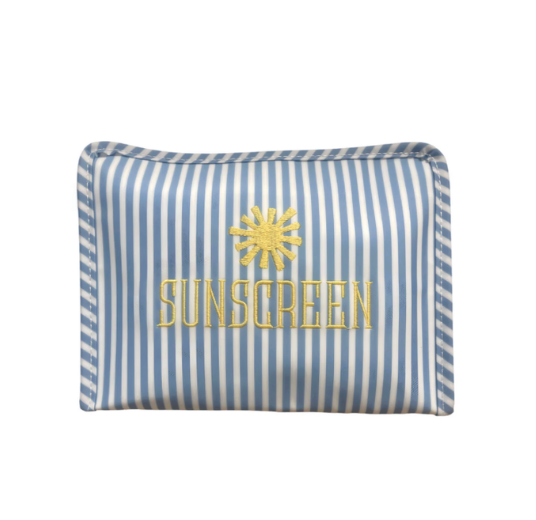 Medium Chambray Pimlico Stripe Roadie Zip Pouch, Sunscreen