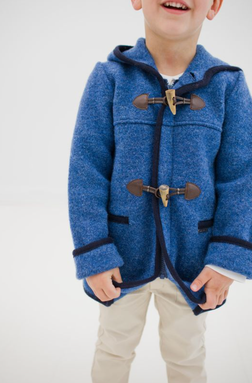 Medium Blue Toggle with Hood Horns Coat