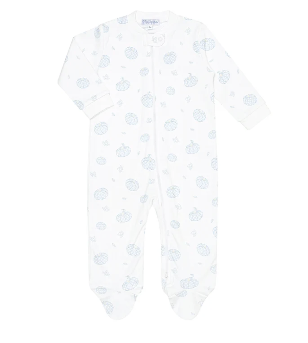 Blue Pumpkin Patch Zipper Footie