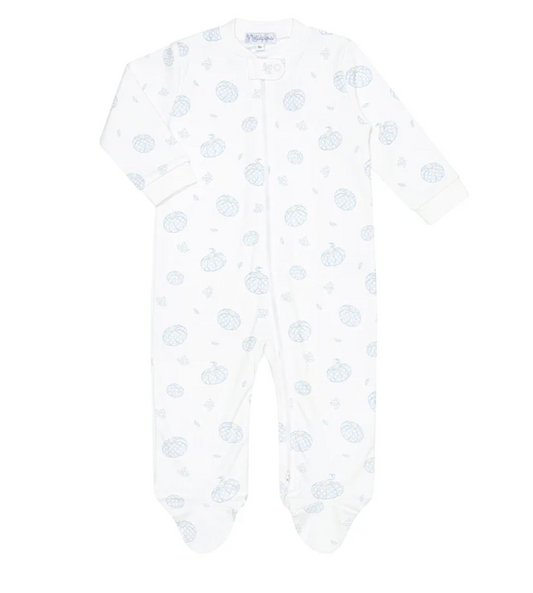 Blue Pumpkin Patch Zipper Footie