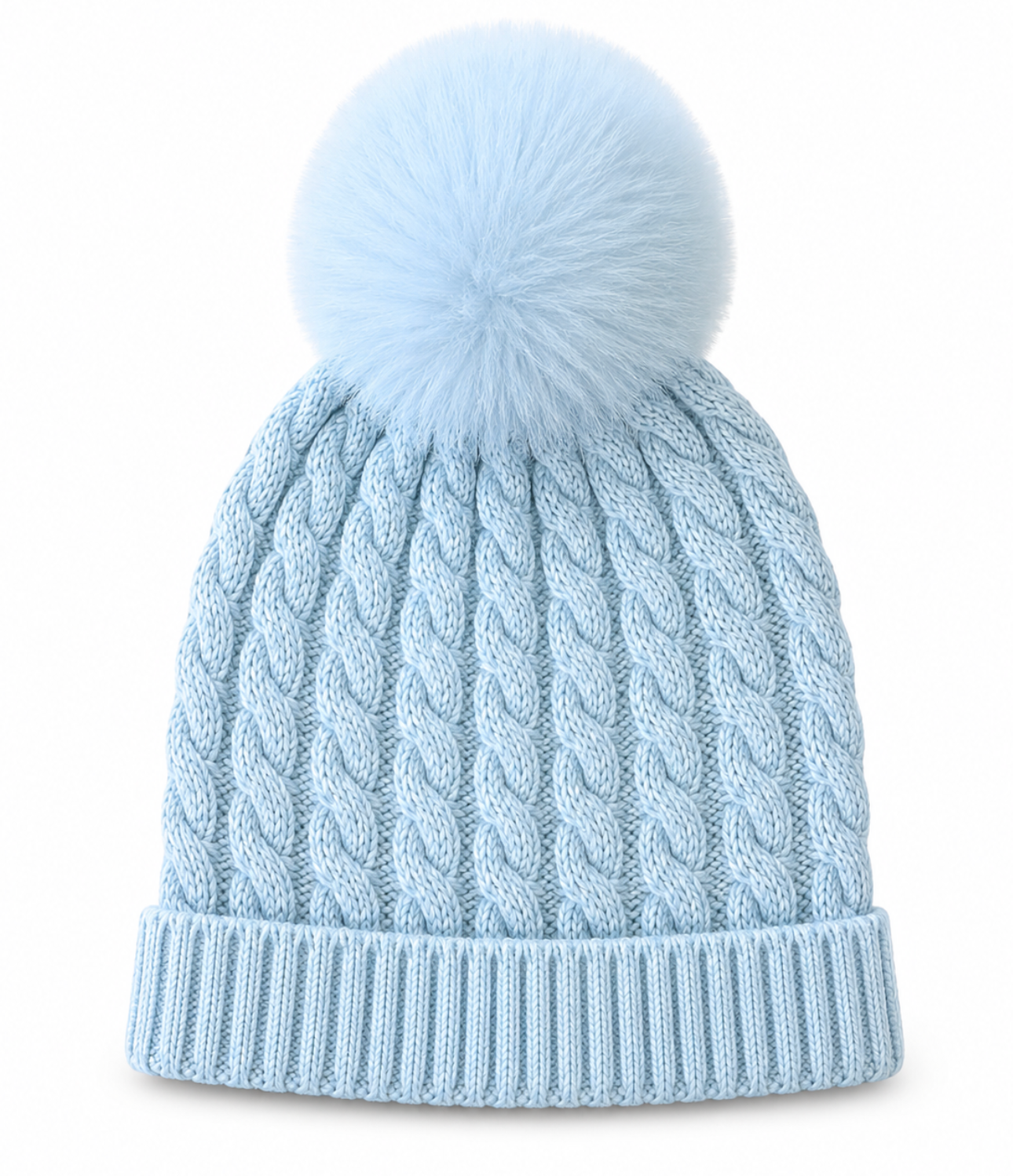 Cable Toboggan Hat with Pom