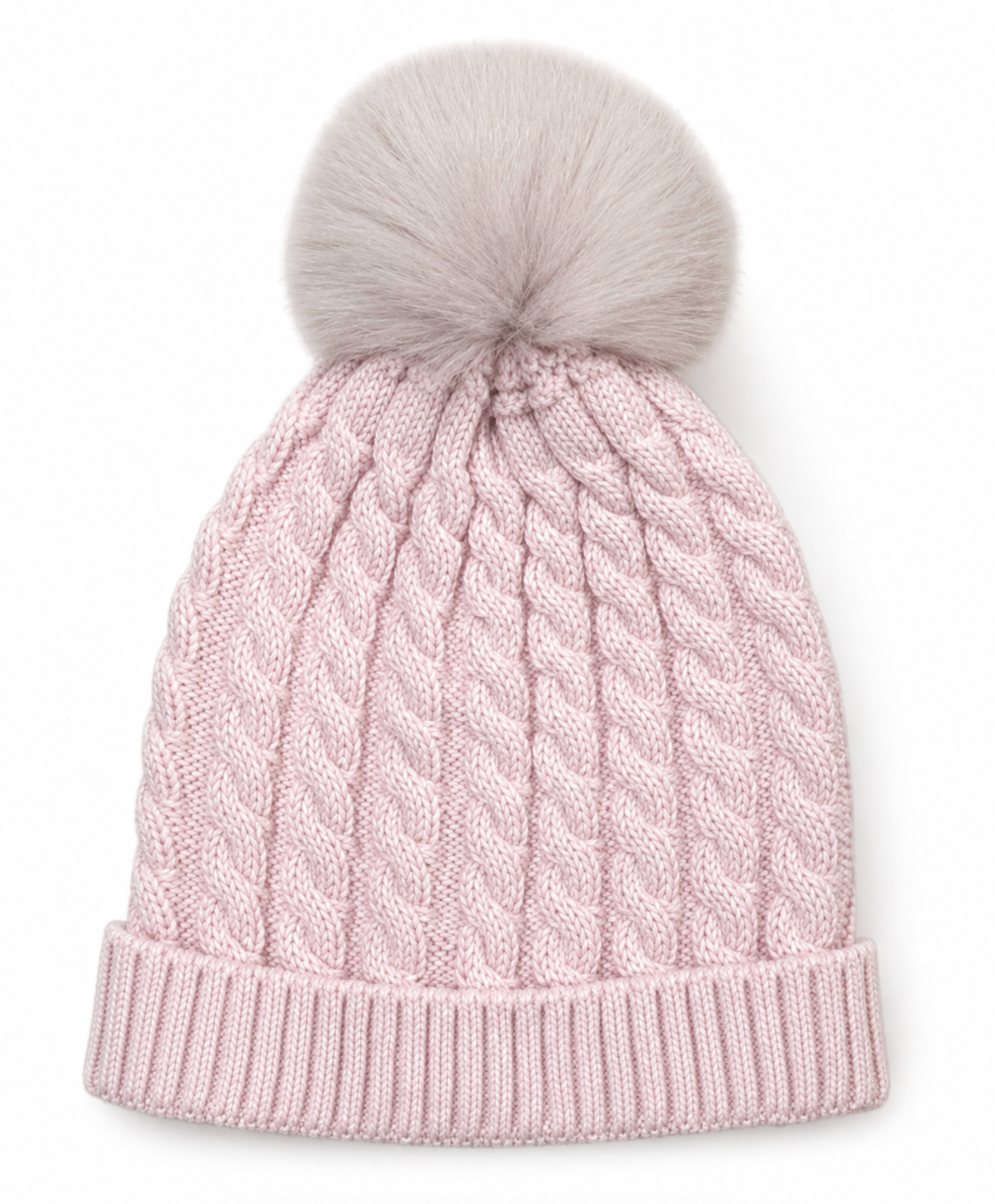 Cable Toboggan Hat with Pom