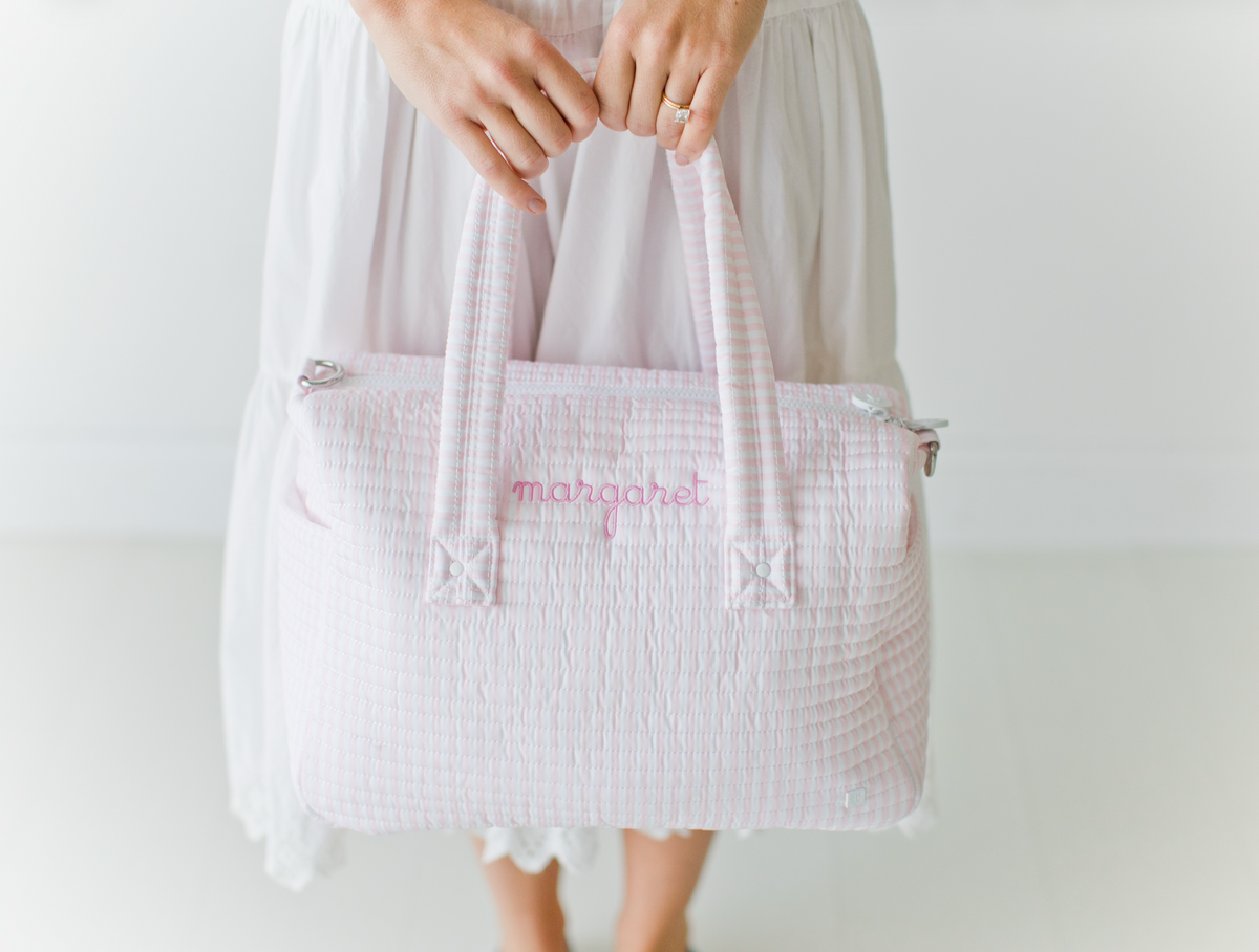 Quilted Stroller Bag, Pimlico Pink Stripe