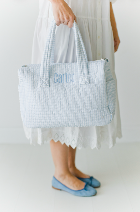 Quilted Stroller Bag, Pimlico Blue Stripe