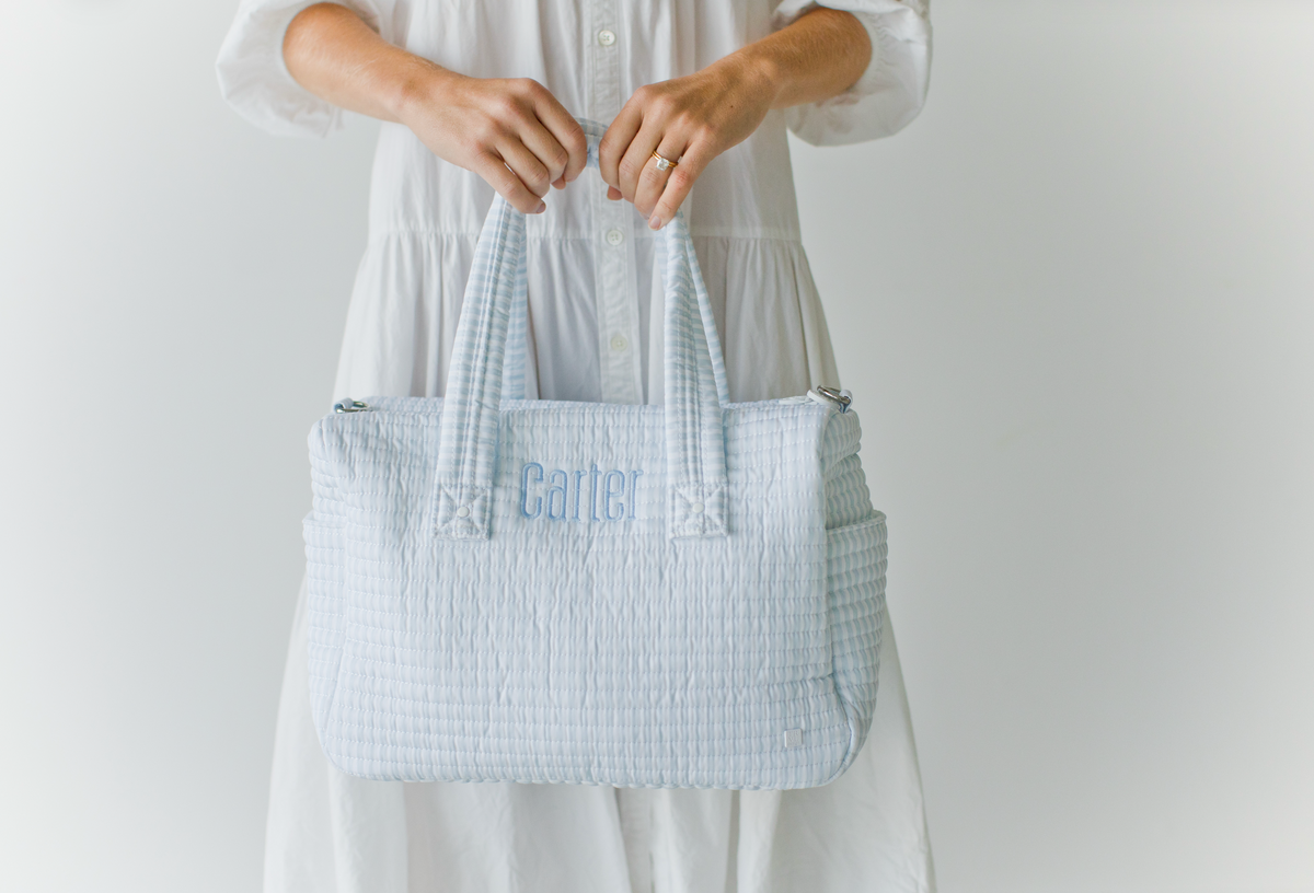 Quilted Stroller Bag, Pimlico Blue Stripe