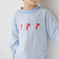 Long Sleeve Applique Striped T-Shirt, Candy Canes