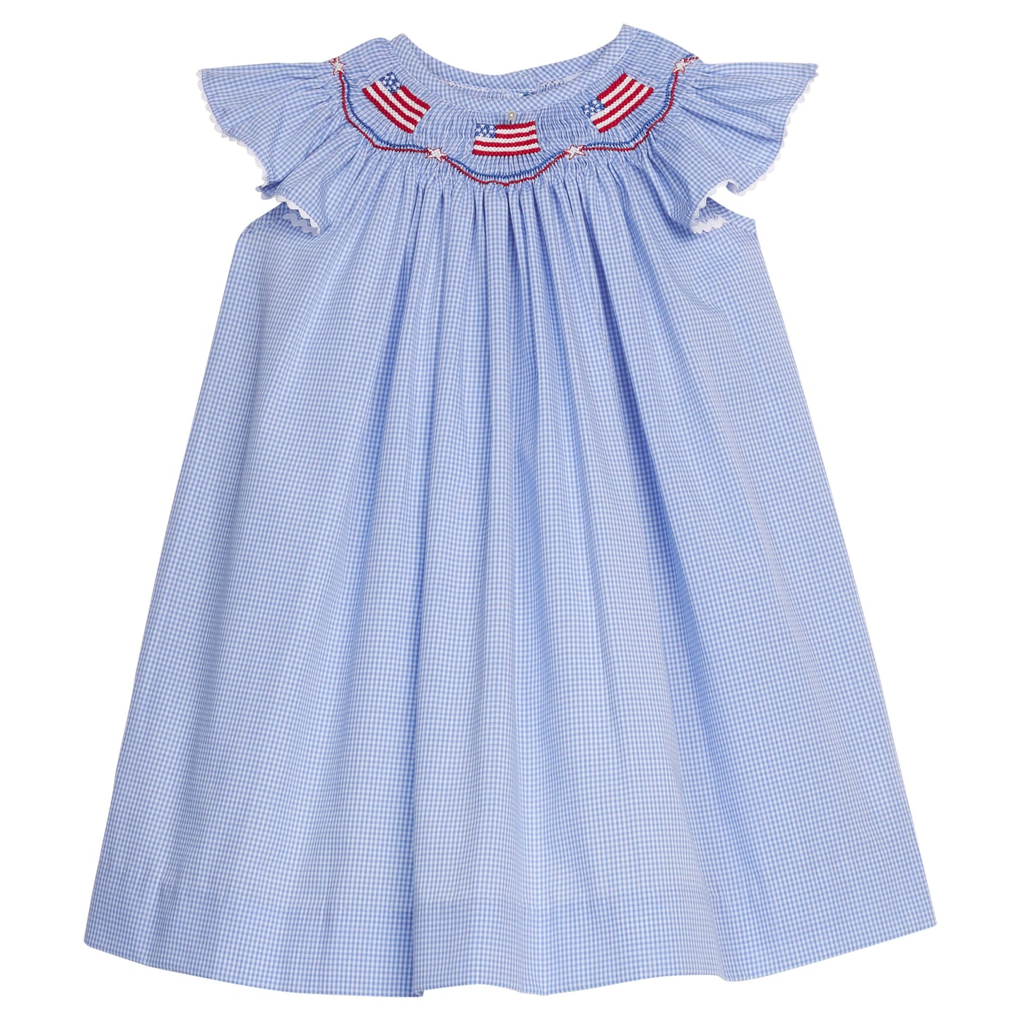 Smocked Bishop Dress - Flags
