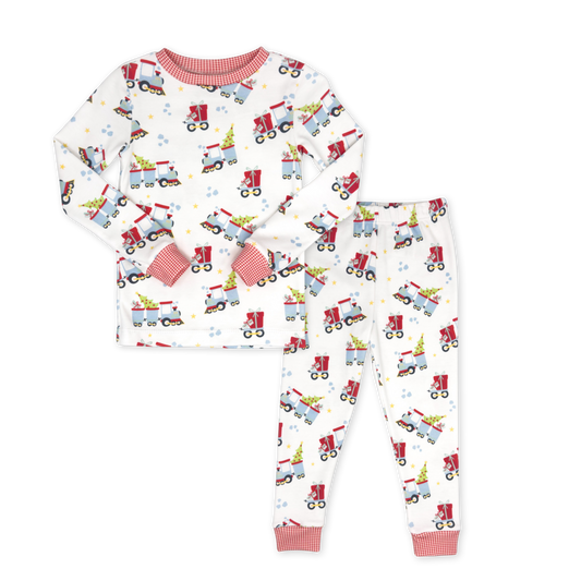 Sweet Pea PJ Set, All Aboard Ridgeland Red Minigingham