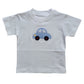 Boy's Short Sleeve White T-Shirt with Blue Car Applique