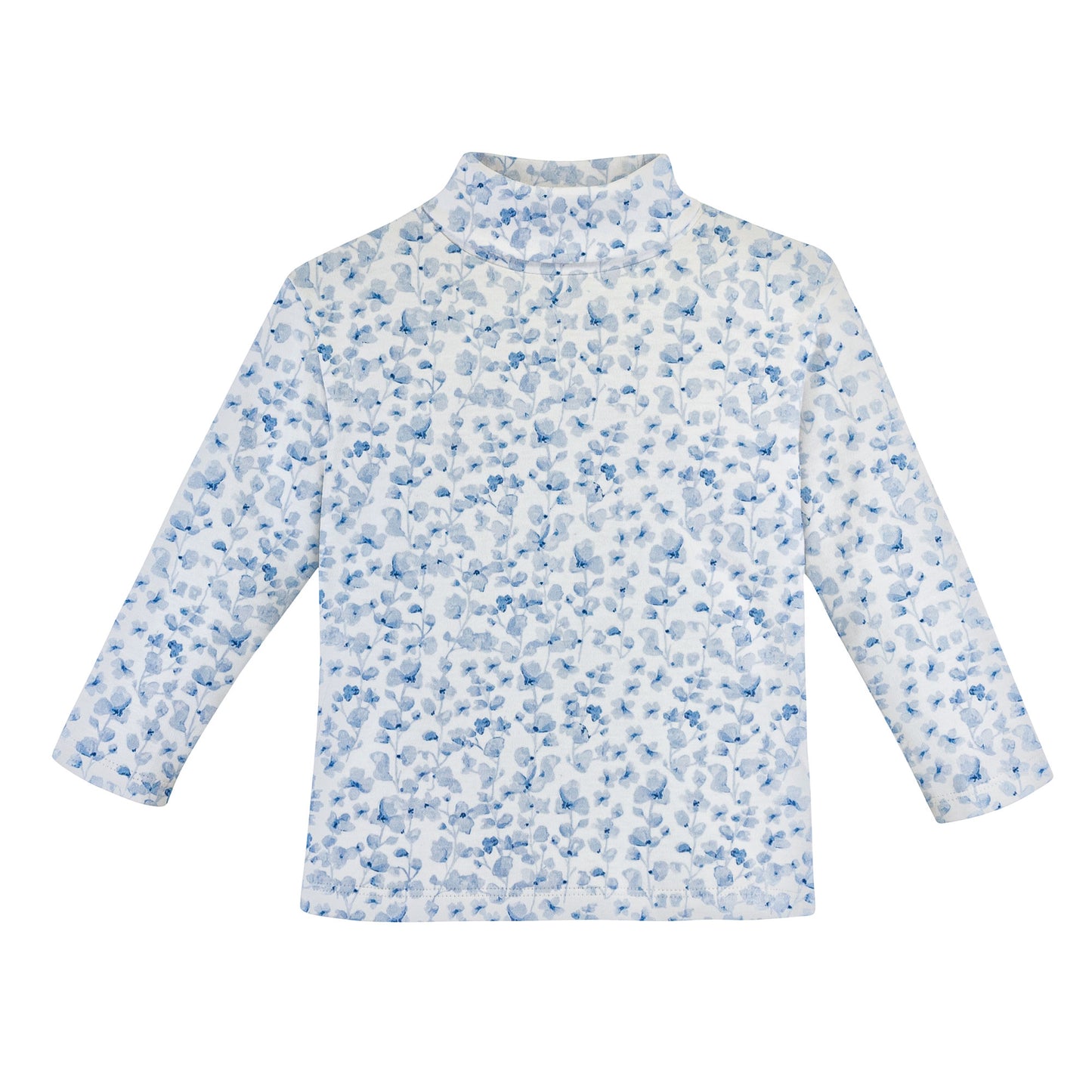 Blue Begonias Printed Turtleneck