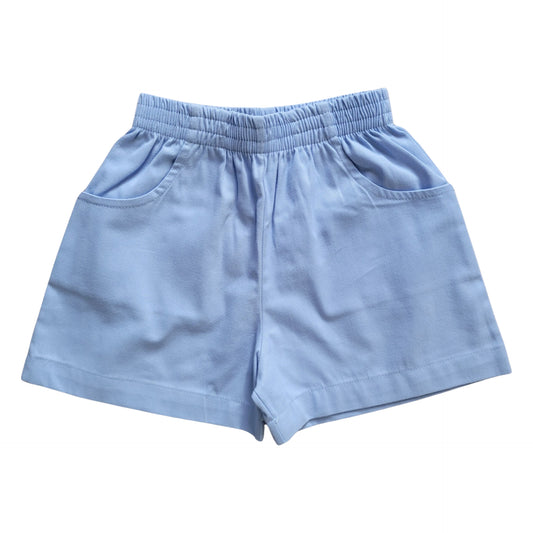 Boy's Twill Shorts with Pockets, Sky Blue