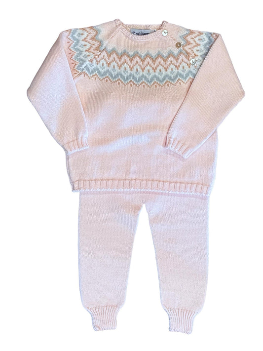 Fair Isle Pink & Lt. Blue Herringbone Jogger Set