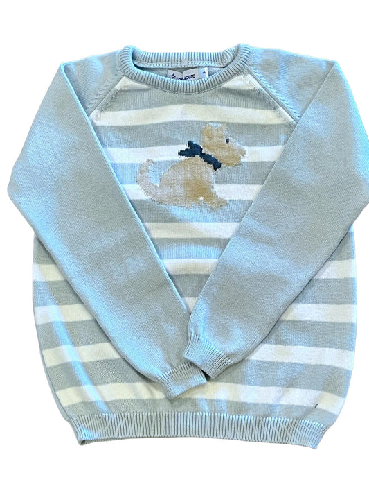 Dog Light Blue Stripe Crewneck Sweater