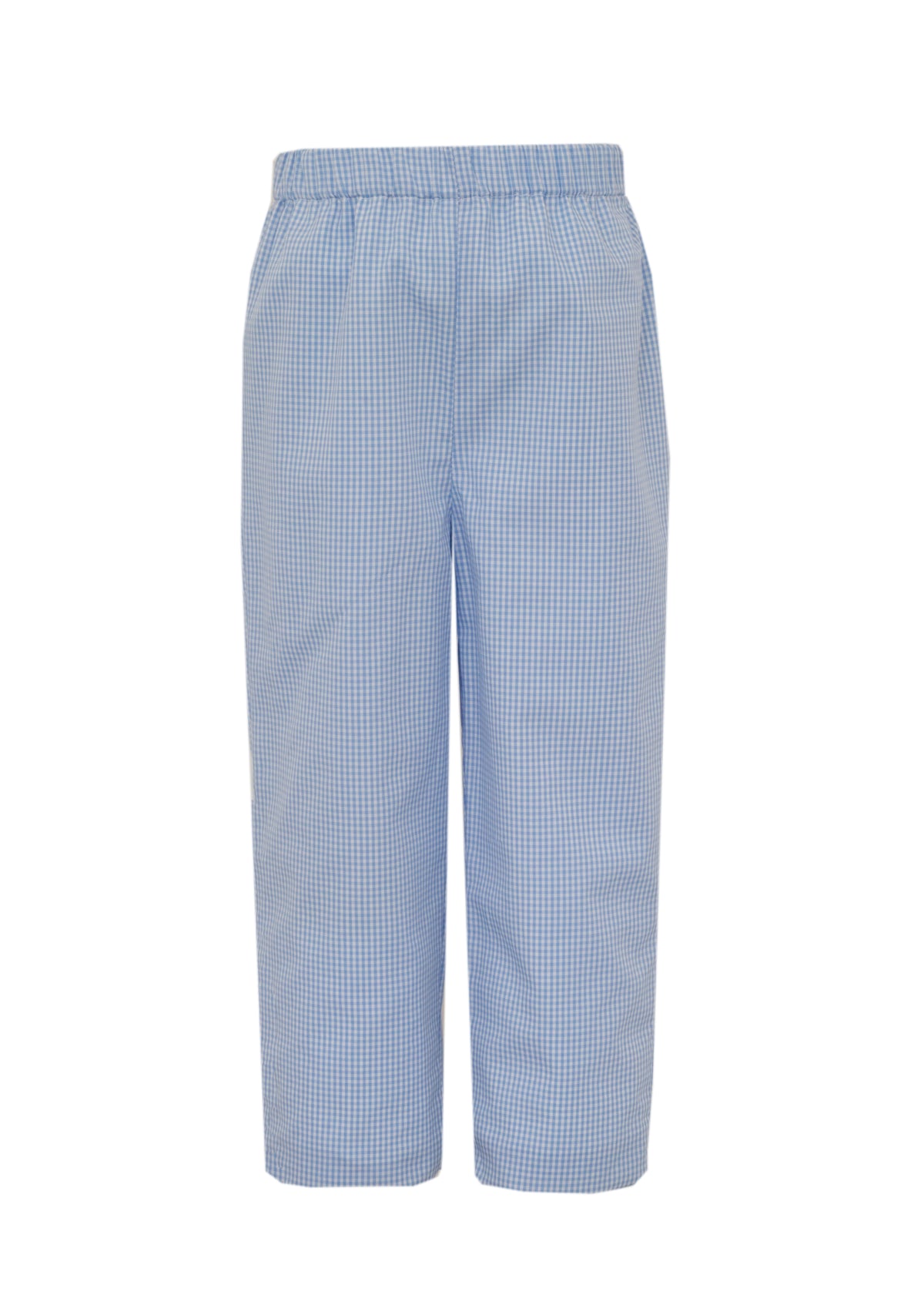 Blue checkered pants on a white background