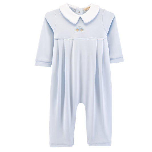 Vintage Cards Embroidered Playsuit with Point Collar