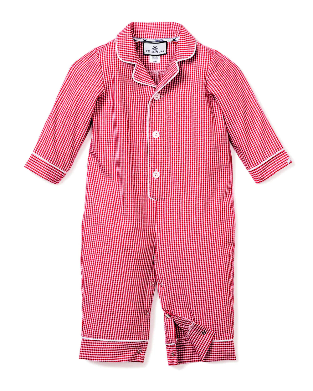 Red Mini Gingham Flannel Romper