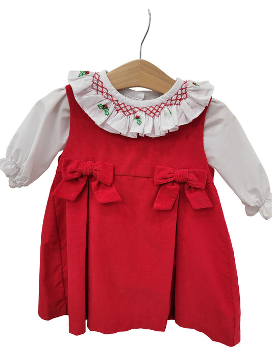 Scarlett Smocked Poinsettia Ruffle Broadcloth Blouse