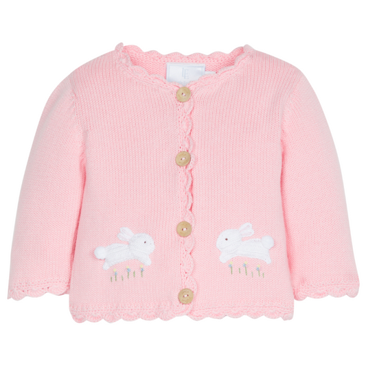 Pink Bunny Crochet Cardigan Sweater
