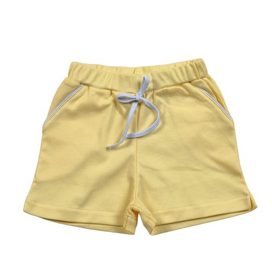 Yellow Shorts with Light Blue Piping